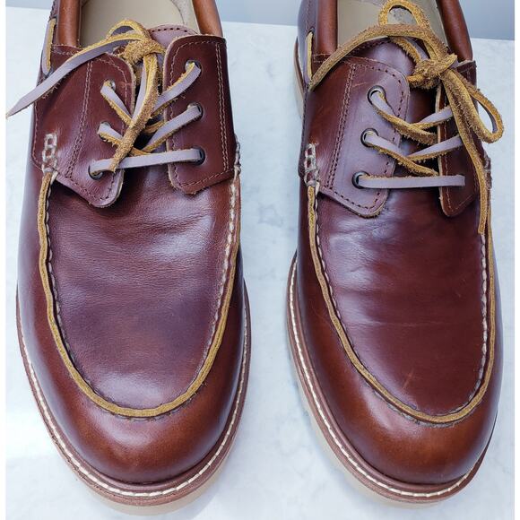 Huckberry RHODES Tahoe Boat Shoes Men's 10 Brown Leather Vibram Gumlite Sole EUC - Picture 7 of 15